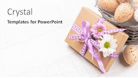  Presentation with easter basket - Presentation theme consisting of gift-box-with-flowers background and a  colored foreground