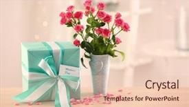  Presentation with text box - Audience pleasing slide deck consisting of gift box with flowers backdrop and a lemonade colored foreground