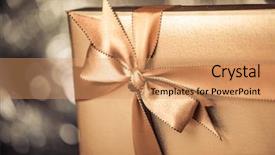  Presentation with red gold black - Colorful presentation design enhanced with gift box with golden ribbon backdrop and a coral colored foreground