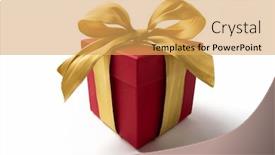  Presentation with gift ribbon - Audience pleasing slide set consisting of gift-box-with-golden-ribbon backdrop and a yellow colored foreground
