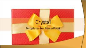  Presentation with gift ribbon - Theme featuring gift box with golden ribbon background and a yellow colored foreground