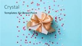  Presentation with shapes - Amazing presentation design having gift-box-with-golden-tied backdrop and a arctic colored foreground