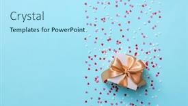  Presentation with shapes - Amazing PPT theme having gift-box-with-golden-tied backdrop and a arctic colored foreground