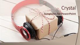  Presentation with music headphones - Slide set consisting of gift box with headphones background and a lemonade colored foreground