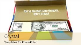  Presentation with text box - Presentation theme enhanced with gift box with money american background and a yellow colored foreground