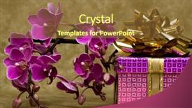  Presentation with orchid - Beautiful presentation theme featuring gift box with purple orchid backdrop and a tawny brown colored foreground