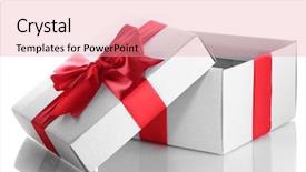  Presentation with gift ribbon - Audience pleasing slide deck consisting of gift box with red ribbon backdrop and a coral colored foreground