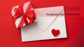  Presentation with valentine - Beautiful PPT theme featuring gift-box-with-red-ribbon backdrop and a red colored foreground