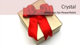  Presentation with gift ribbon - Audience pleasing slides consisting of gift box with red ribbon isolated on white background backdrop and a coral colored foreground