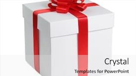  Presentation with gift ribbon - PPT theme consisting of gift box with ribbon end background and a white colored foreground