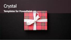  Presentation with black and white checker - Slides with gift box wrapped with red background and a tawny brown colored foreground