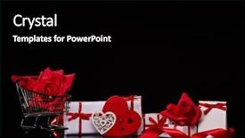  Presentation with shopping trolley - Colorful PPT theme enhanced with gift boxes and decorative heart backdrop and a  colored foreground