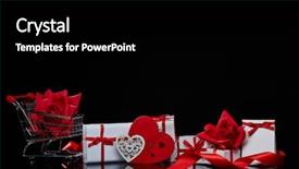  Presentation with shopping trolley - PPT layouts featuring gift boxes and decorative heart background and a black colored foreground