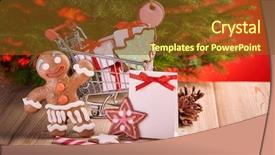  Presentation with shopping trolley - PPT layouts enhanced with gift boxes and gingerbread cookies background and a tawny brown colored foreground