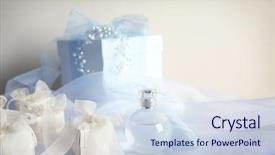  Presentation with perfume - Beautiful slide deck featuring gift-boxes-and-perfume backdrop and a sky blue colored foreground