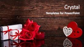 Presentation with romantic gift - Audience pleasing PPT theme consisting of romantic greeting card wedding invitation backdrop and a tawny brown colored foreground