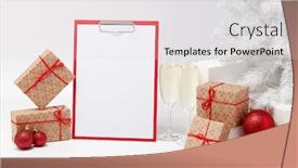  Presentation with flutes - Colorful PPT theme enhanced with gift-boxes-blank-clipboard-two backdrop and a light gray colored foreground