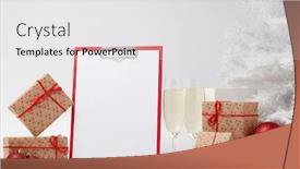  Presentation with flutes - Presentation having gift-boxes-blank-clipboard-two background and a white colored foreground