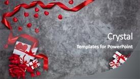  Presentation with shopping trolley - PPT layouts having gift boxes decorative red heart background and a  colored foreground