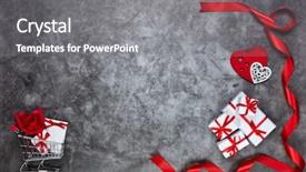  Presentation with shopping trolley - Cool new PPT layouts with gift boxes decorative wooden heart backdrop and a  colored foreground