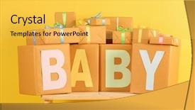  Presentation with baby color - Presentation design consisting of gift boxes for baby shower background and a yellow colored foreground