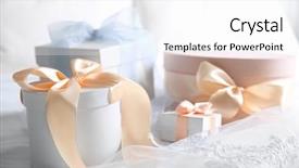  Presentation with boxes - Audience pleasing presentation design consisting of object lace bow - gift boxes for wedding day backdrop and a white colored foreground