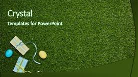  Presentation with ribbon green - Audience pleasing PPT theme consisting of gift boxes on a green backdrop and a  colored foreground