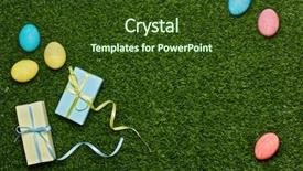  Presentation with eggs egg carton egg box - Cool new PPT theme with gift boxes on a green backdrop and a  colored foreground