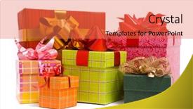  Presentation with pink green - Slide set with gift boxes on a white background and a coral colored foreground