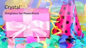  Presentation with football blue colors - Audience pleasing theme consisting of gift boxes on blue background backdrop and a  colored foreground