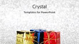  Presentation with glitter - Colorful PPT theme enhanced with gift boxes on glitter silver background backdrop and a white colored foreground
