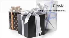  Presentation with an open gift box - Colorful presentation theme enhanced with gift boxes on white background backdrop and a white colored foreground