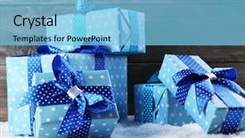  Presentation with boxes - Audience pleasing presentation theme consisting of gift boxes on wooden background backdrop and a light blue colored foreground