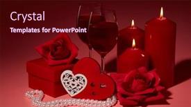  Presentation with wedding invitation card - PPT theme enhanced with gift-boxes-two-glasses background and a wine colored foreground