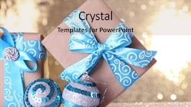  Presentation with gift ribbon - PPT layouts consisting of gift-boxes-with-blue-ribbon background and a coral colored foreground