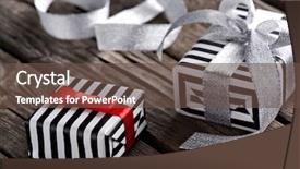  Presentation with gift ribbon - Presentation theme having gift boxes with curved silver background and a tawny brown colored foreground