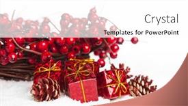  Presentation with holly - Colorful theme enhanced with gift boxes with european holly backdrop and a white colored foreground