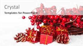  Presentation with holly - Theme with gift boxes with european holly background and a white colored foreground