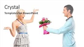  Presentation with boyfriend and girlfriend - PPT layouts enhanced with gift boys - boyfriend giving flowers to his background and a white colored foreground