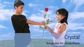  Presentation with bible red rose - Audience pleasing PPT theme consisting of gift boys - young boy giving a young backdrop and a  colored foreground