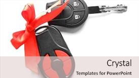 Presentation with red bow - Beautiful PPT layouts featuring gift car keys with red backdrop and a  colored foreground