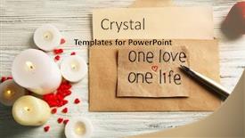  Presentation with white candles - Colorful slide set enhanced with gift-card-for-valentine-s backdrop and a lemonade colored foreground