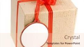  Presentation with text box - Audience pleasing theme consisting of gift-cardboard-box-with-round backdrop and a lemonade colored foreground