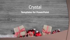  Presentation with christmas balls disco ball - Presentation theme consisting of gift certificat - christmas presents wrapped in paper background and a gray colored foreground