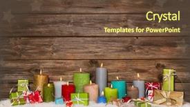  Presentation with candy cane christmas - Colorful presentation enhanced with gift certificat - colorful wooden christmas background backdrop and a tawny brown colored foreground