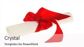  Presentation with gift ribbon - Cool new presentation with gift certificat - diploma document with red ribbon backdrop and a sky blue colored foreground