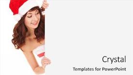  Presentation with santa - Cool new presentation theme with gift certificat - santa woman looking at white backdrop and a white colored foreground