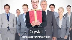  Presentation with hands holding be brave word - Colorful presentation theme enhanced with gift corporate - smiling businessman holding out his backdrop and a dark gray colored foreground