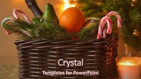  Presentation with hamper - Colorful slide deck enhanced with gift hamper - christmas basket and candle closeup backdrop and a wine colored foreground