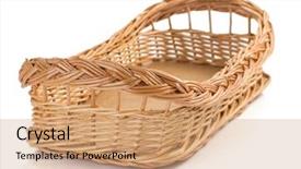  Presentation with monarch butterfly isolated on white - Audience pleasing theme consisting of gift hamper - wicker basket isolated on white backdrop and a  colored foreground